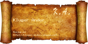 Kluger Andor névjegykártya