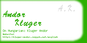 andor kluger business card